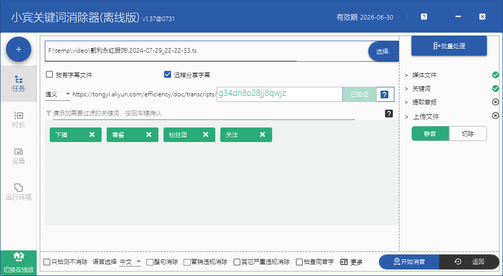 小宾关键词消除器:通义分享字幕使用教程插图8